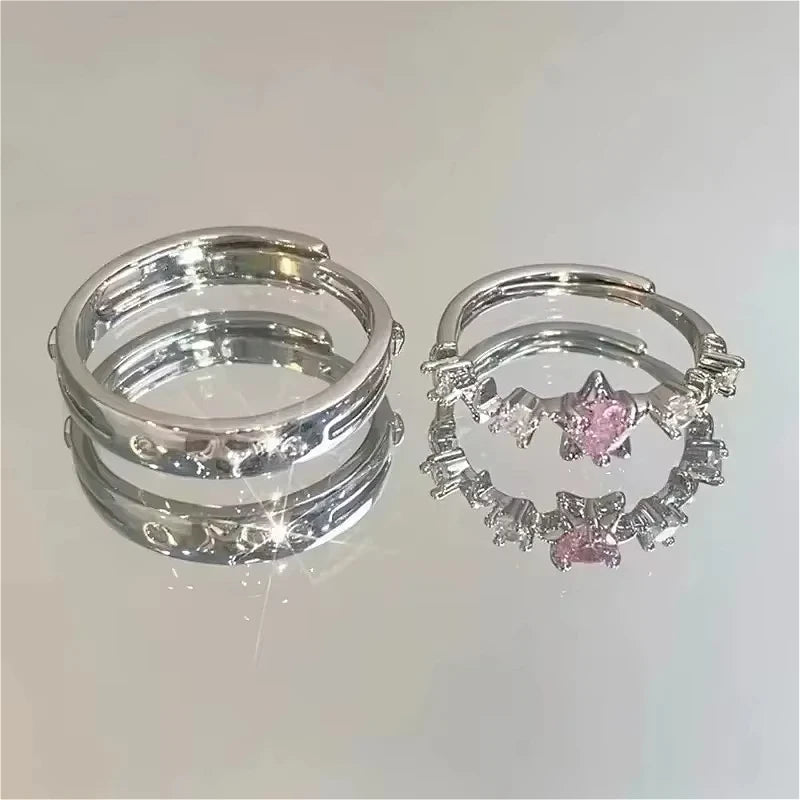 Luxury Pink Star Couple Rings