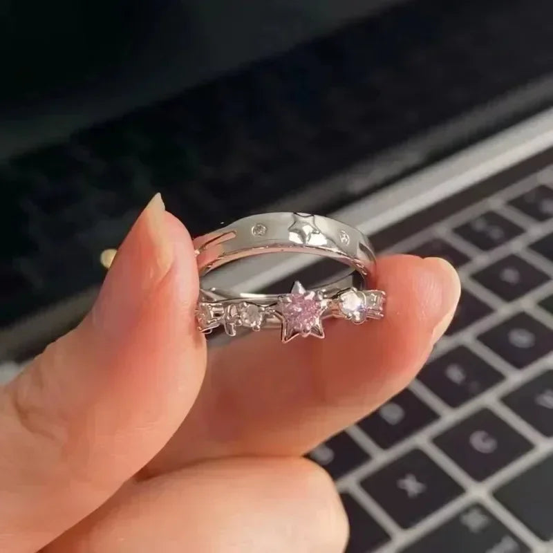Luxury Pink Star Couple Rings