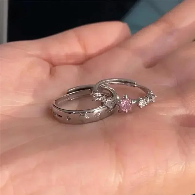 Luxury Pink Star Couple Rings