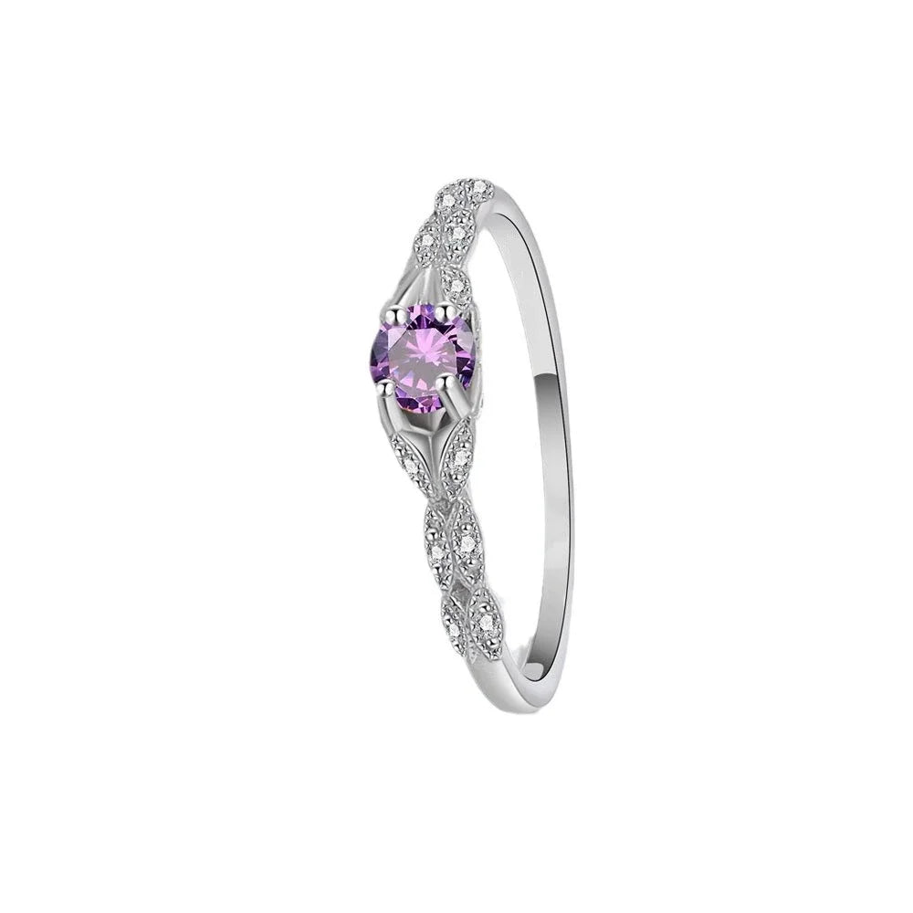 Light Luxury Amethyst Ring – Elegant Zirconia Gem Ring for Women