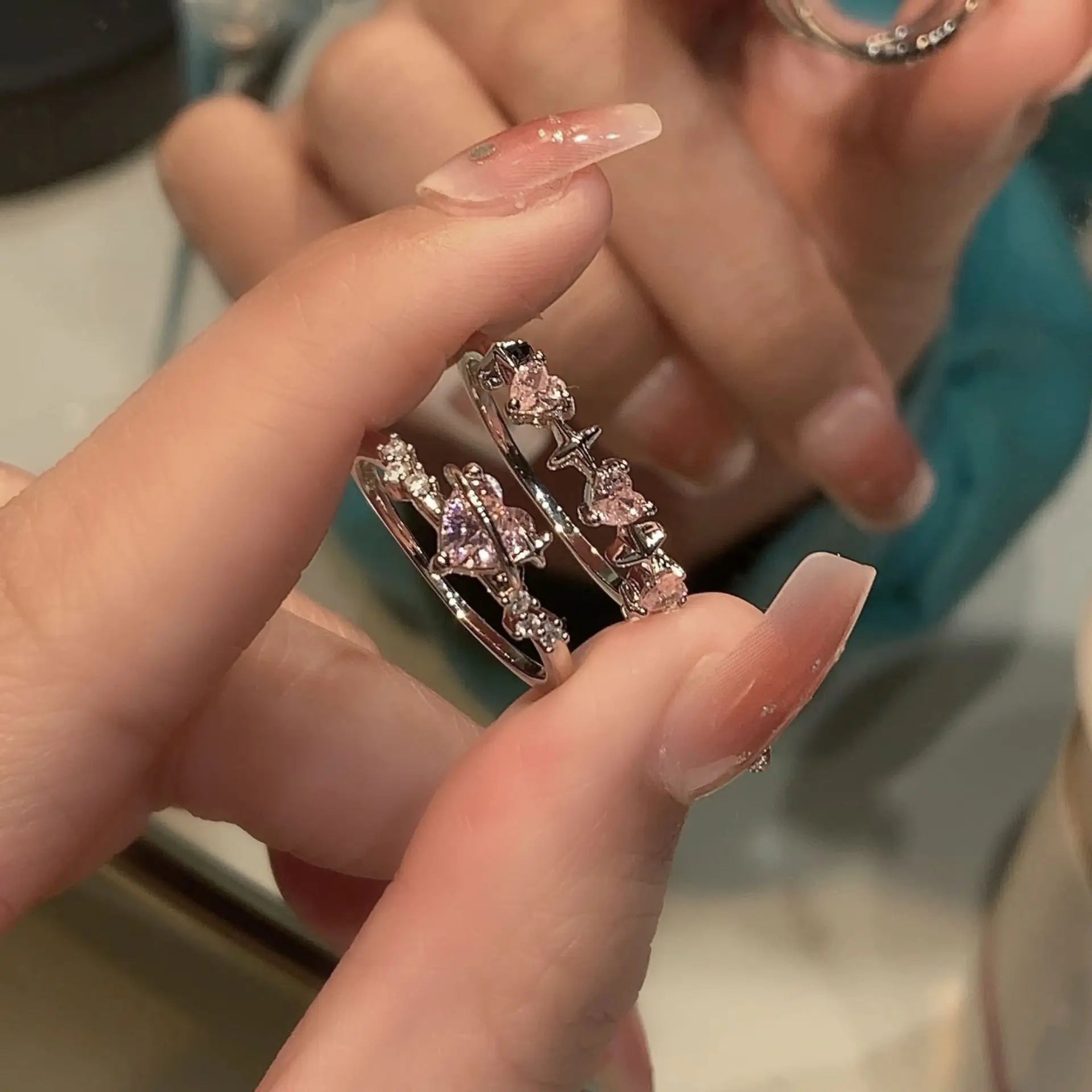 Luxury Pink Star Couple Rings