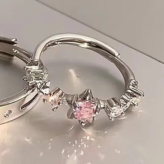 Luxury Pink Star Couple Rings