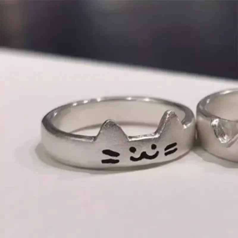 Cute Cat & Dog Couple Rings