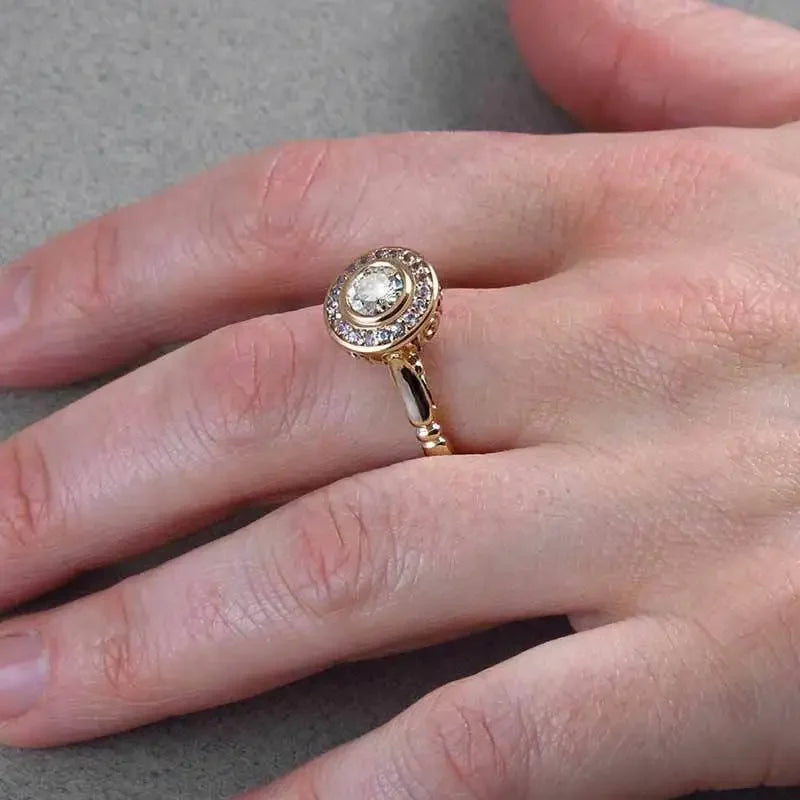 Exquisite Gold Rhinestone Ring Set – Elegant Zircon Cocktail Rings for Women