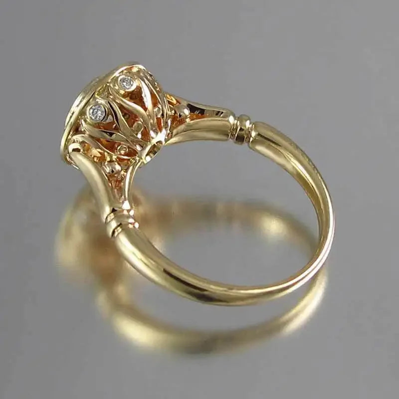 Exquisite Gold Rhinestone Ring Set – Elegant Zircon Cocktail Rings for Women