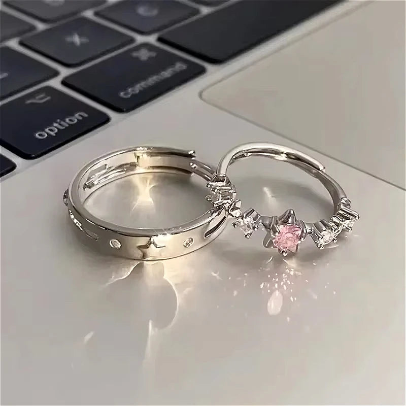 Luxury Pink Star Couple Rings