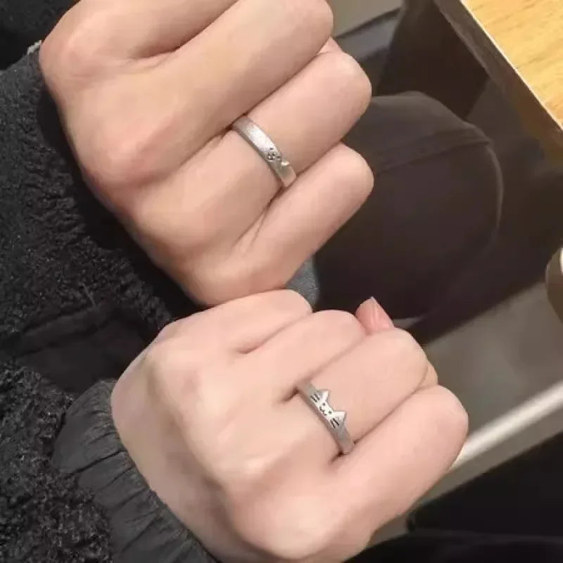 Cute Cat & Dog Couple Rings
