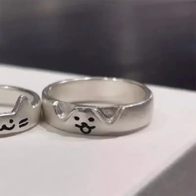 Cute Cat & Dog Couple Rings