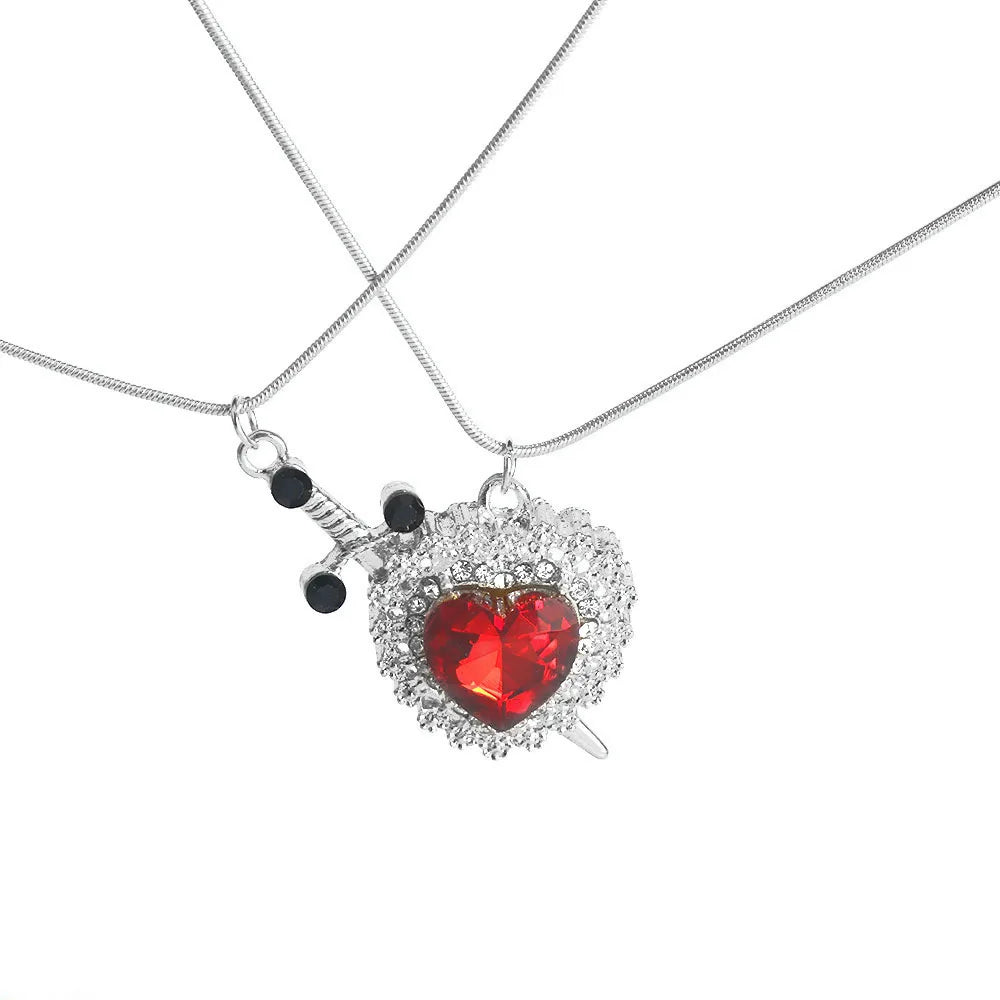 Snow White Heart & Sword Necklace