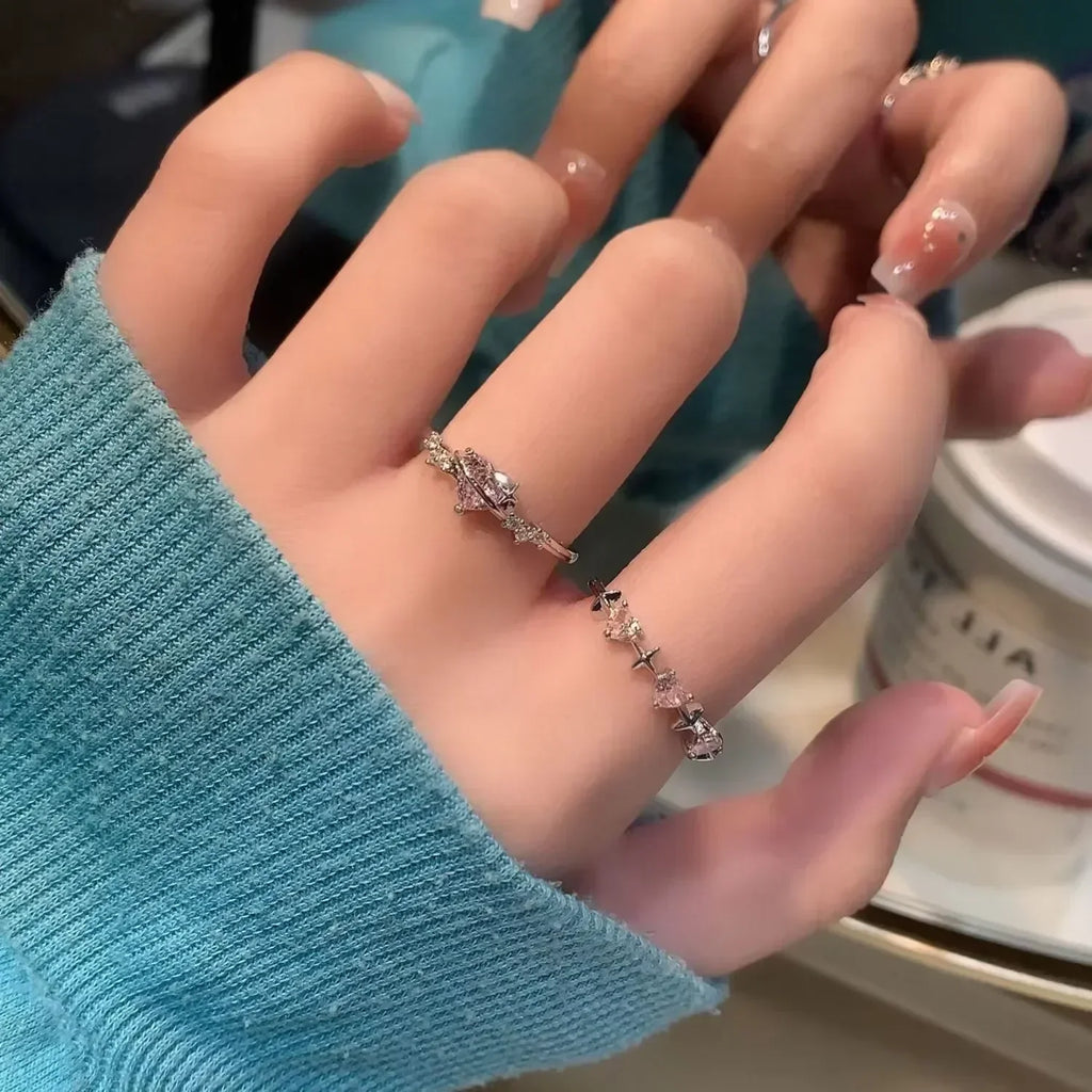 Luxury Pink Star Couple Rings