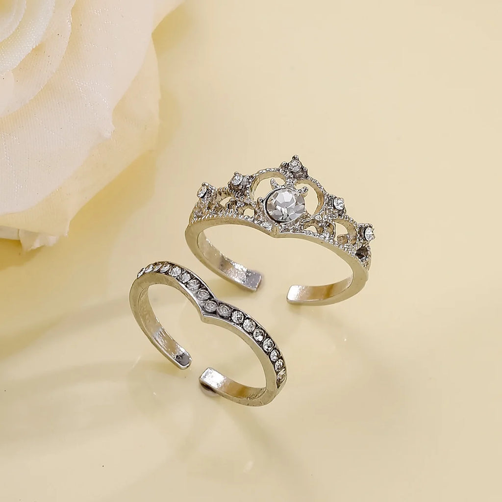 Stainless Steel Crystal Crown Rings