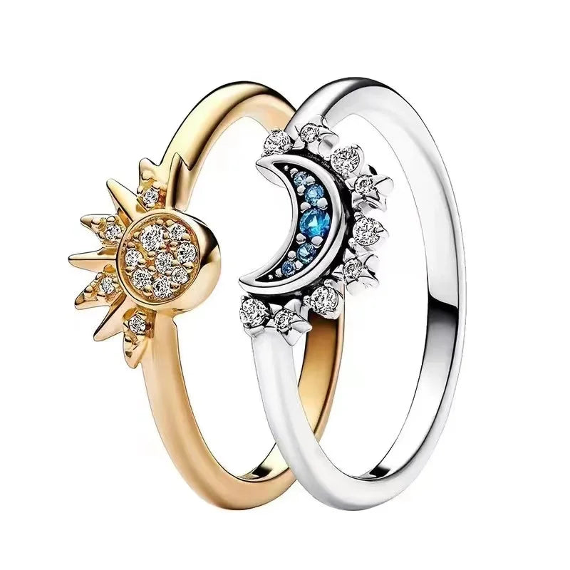 Sun & Moon Couple Rings – 18K Gold Plated Matching Stackable Rings