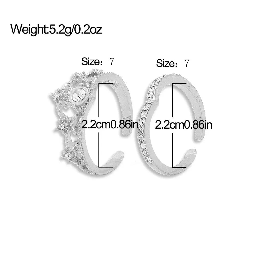 Stainless Steel Crystal Crown Rings