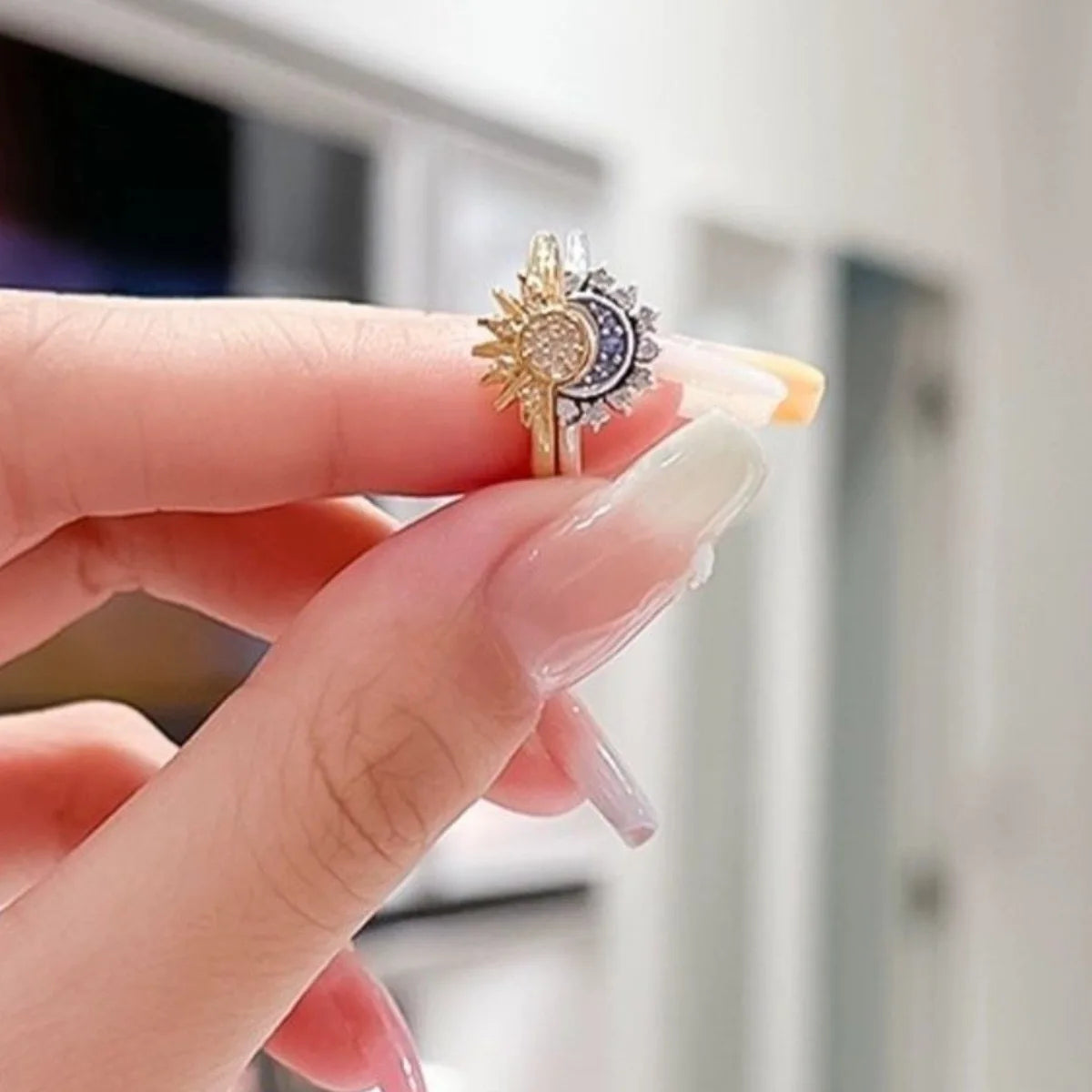Sun & Moon Couple Rings – 18K Gold Plated Matching Stackable Rings