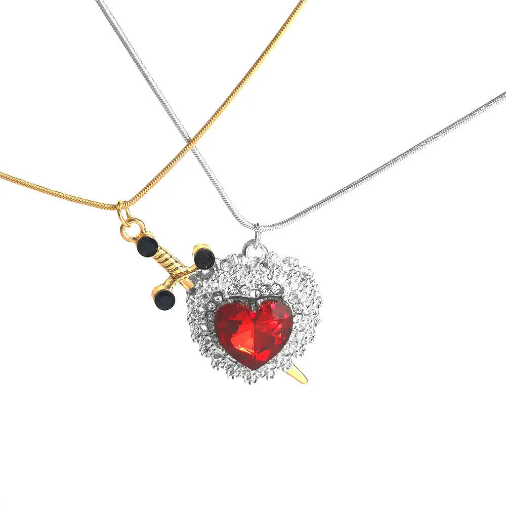 Snow White Heart & Sword Necklace