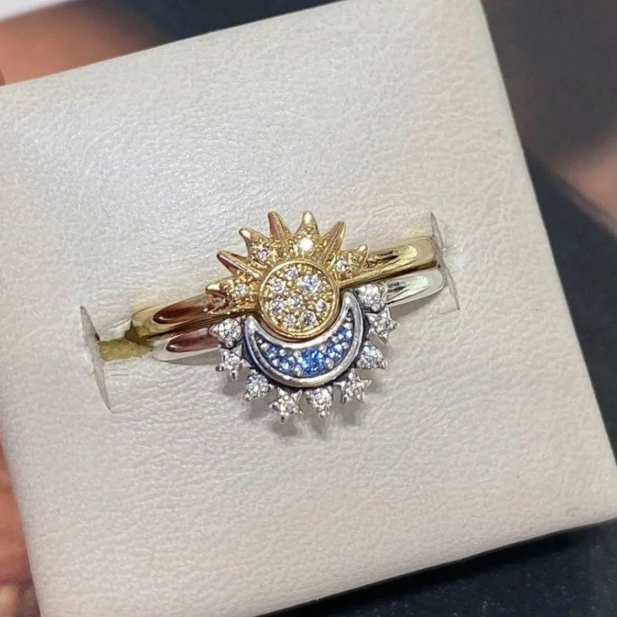 Sun & Moon Couple Rings – 18K Gold Plated Matching Stackable Rings